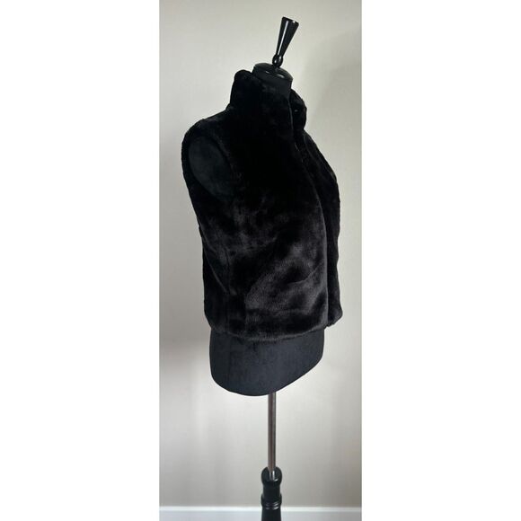 Vintage CEJON Women's Cropped Mock Neck Zip Front Black Faux Fur Vest Size S - Picture 4 of 8